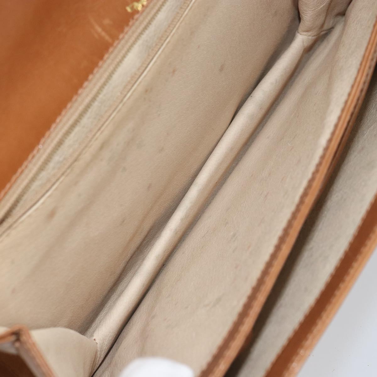 GUCCI Hand Bag Leather Beige Gold Auth 161606