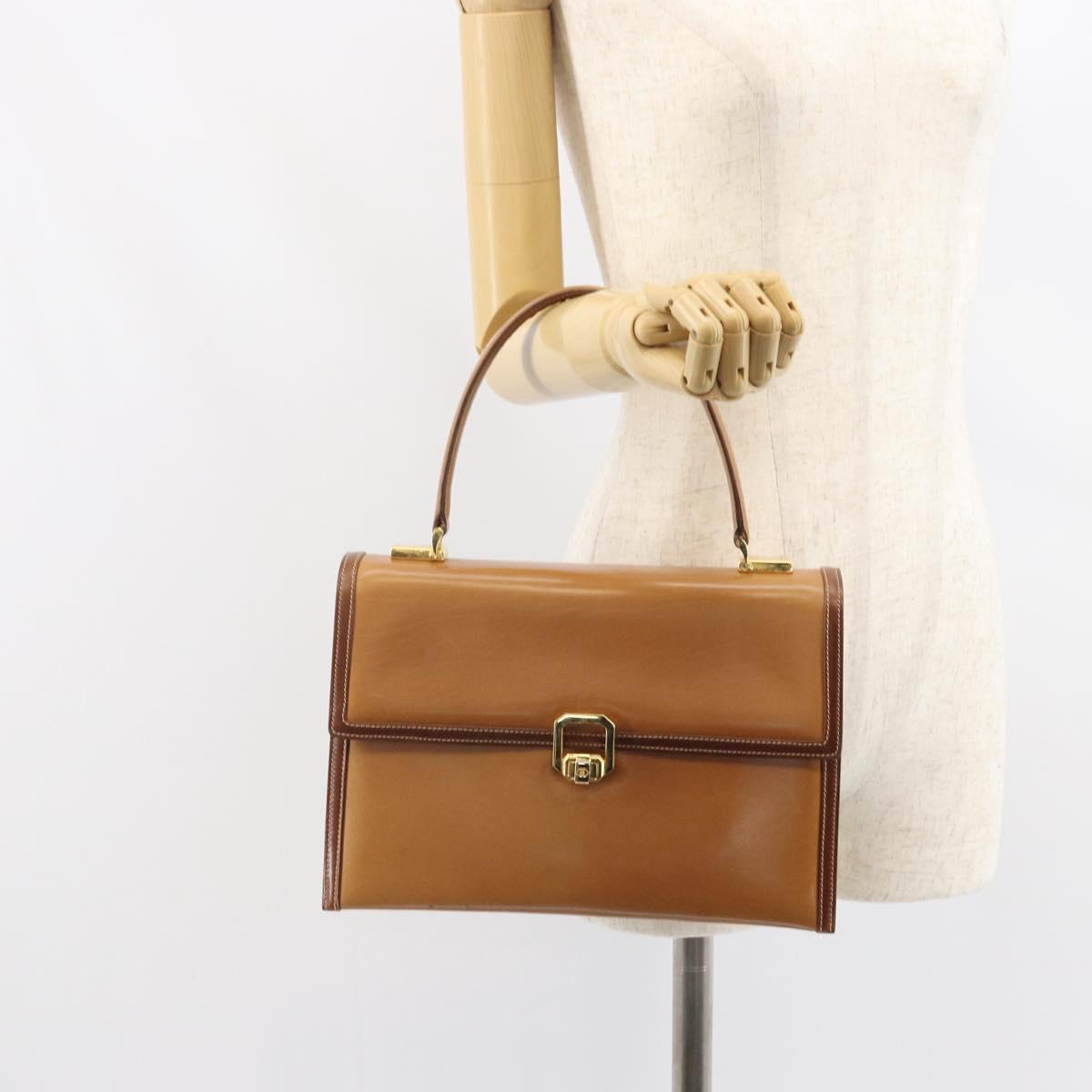 GUCCI Hand Bag Leather Beige Gold Auth 161606
