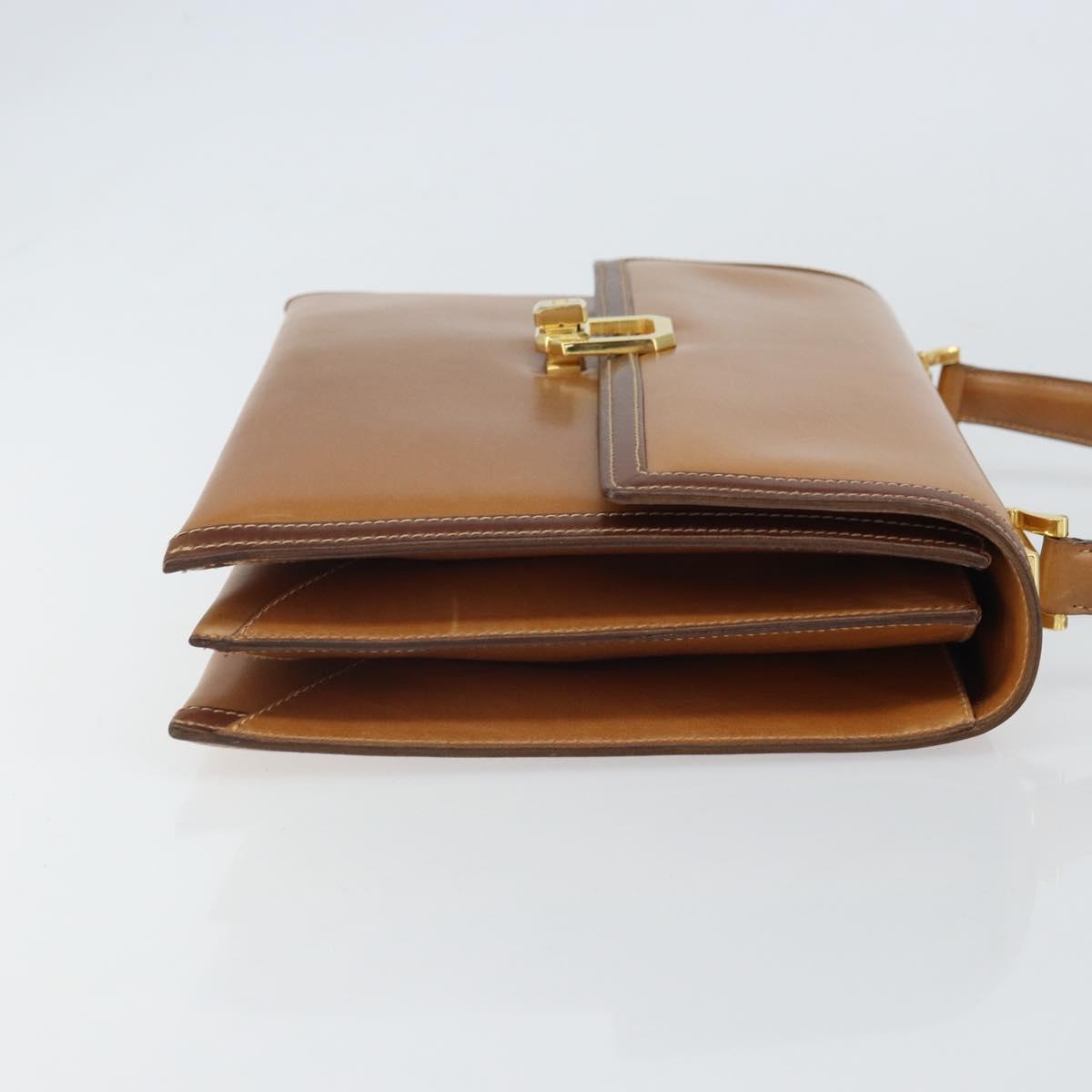 GUCCI Hand Bag Leather Beige Gold Auth 161606