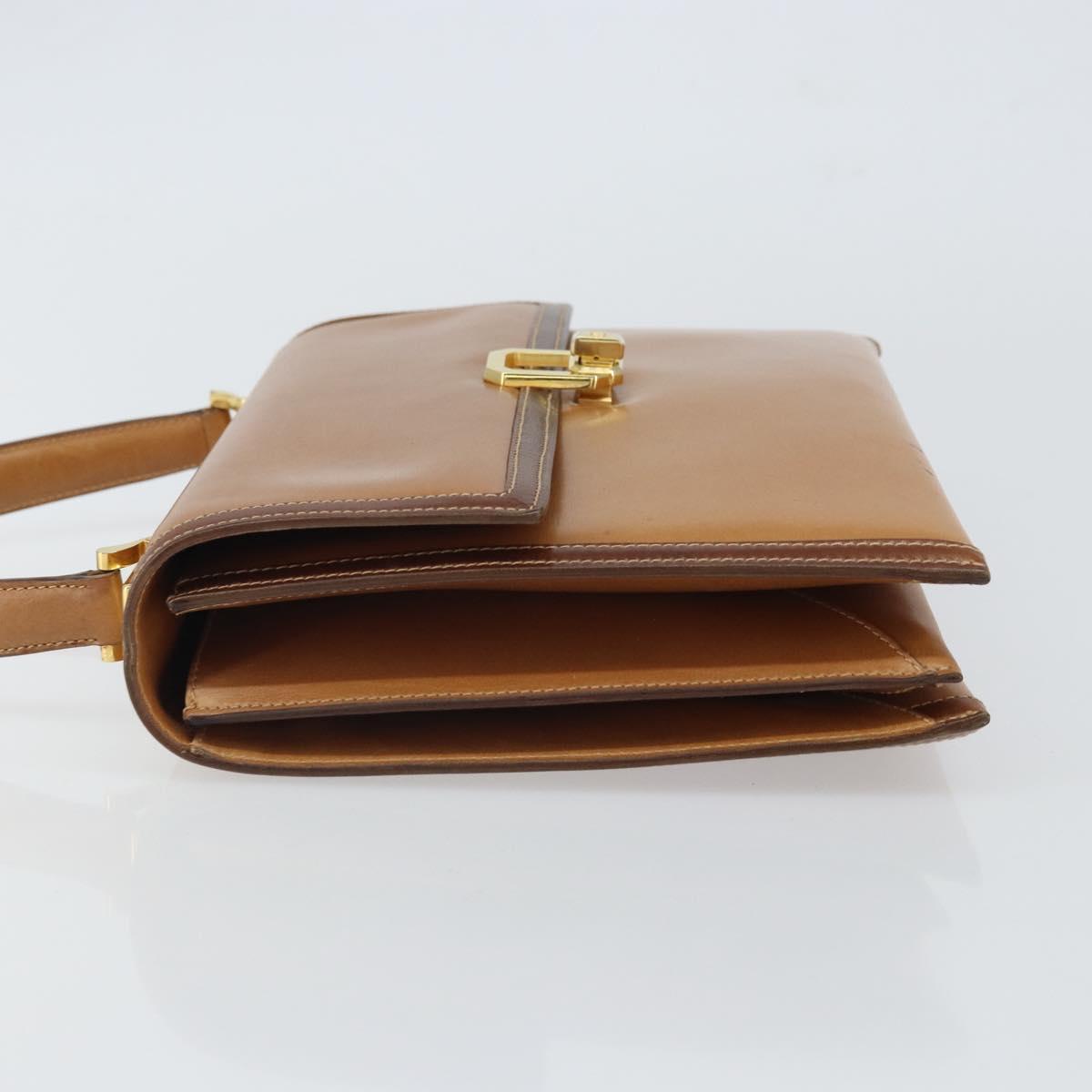 GUCCI Hand Bag Leather Beige Gold Auth 161606