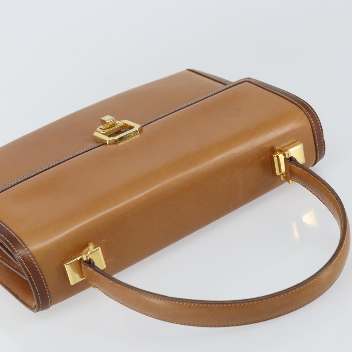 GUCCI Hand Bag Leather Beige Gold Auth 161606