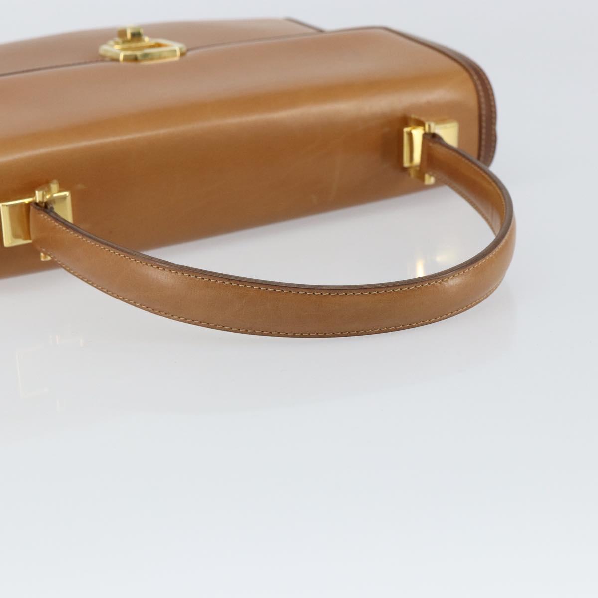 GUCCI Hand Bag Leather Beige Gold Auth 161606