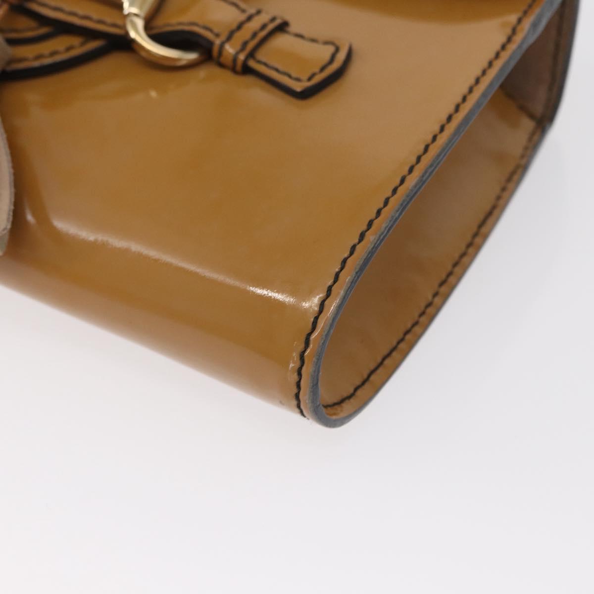 GUCCI Horsebit Chain Emily Shoulder Bag Enamel Beige Gold 283063 Auth 161607