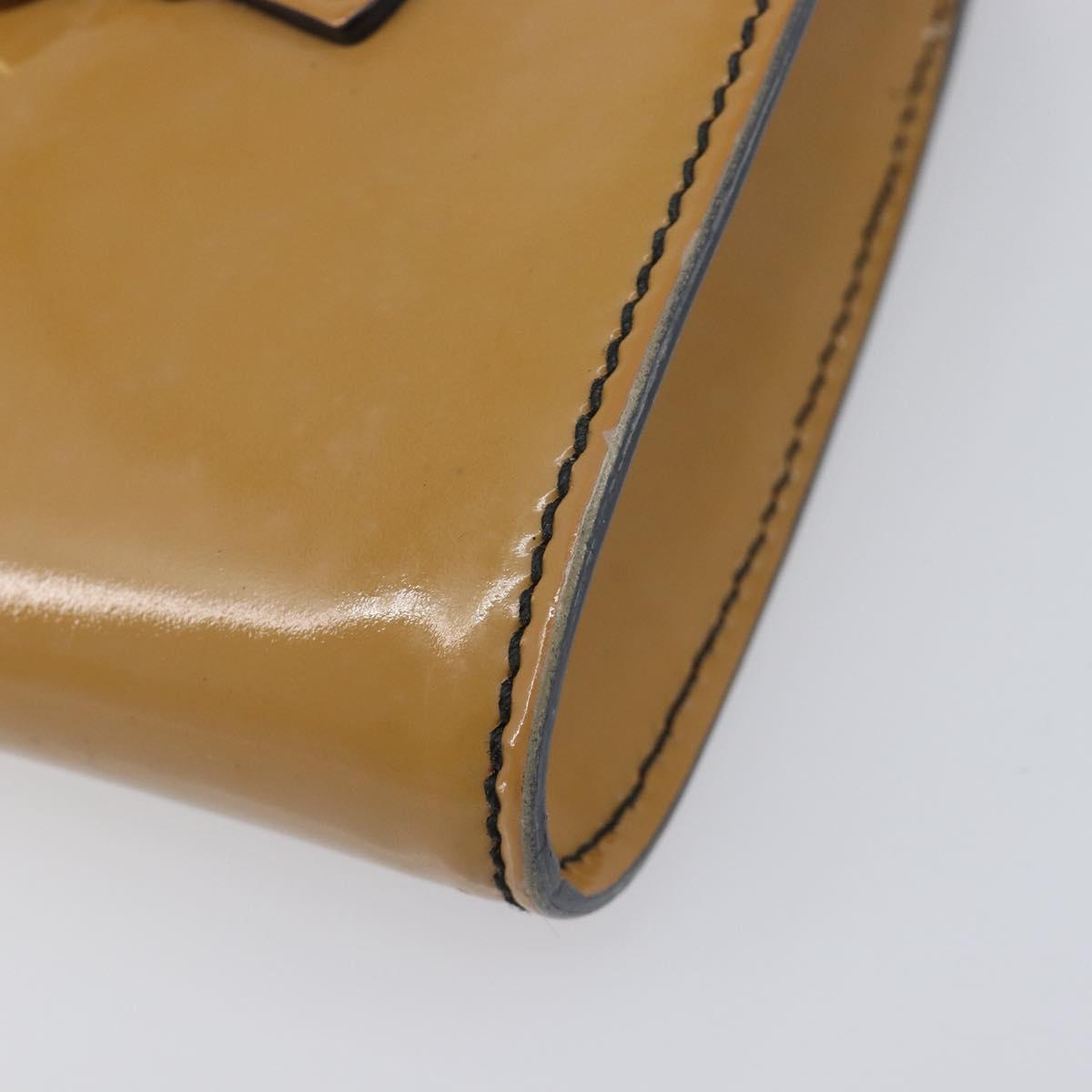 GUCCI Horsebit Chain Emily Shoulder Bag Enamel Beige Gold 283063 Auth 161607