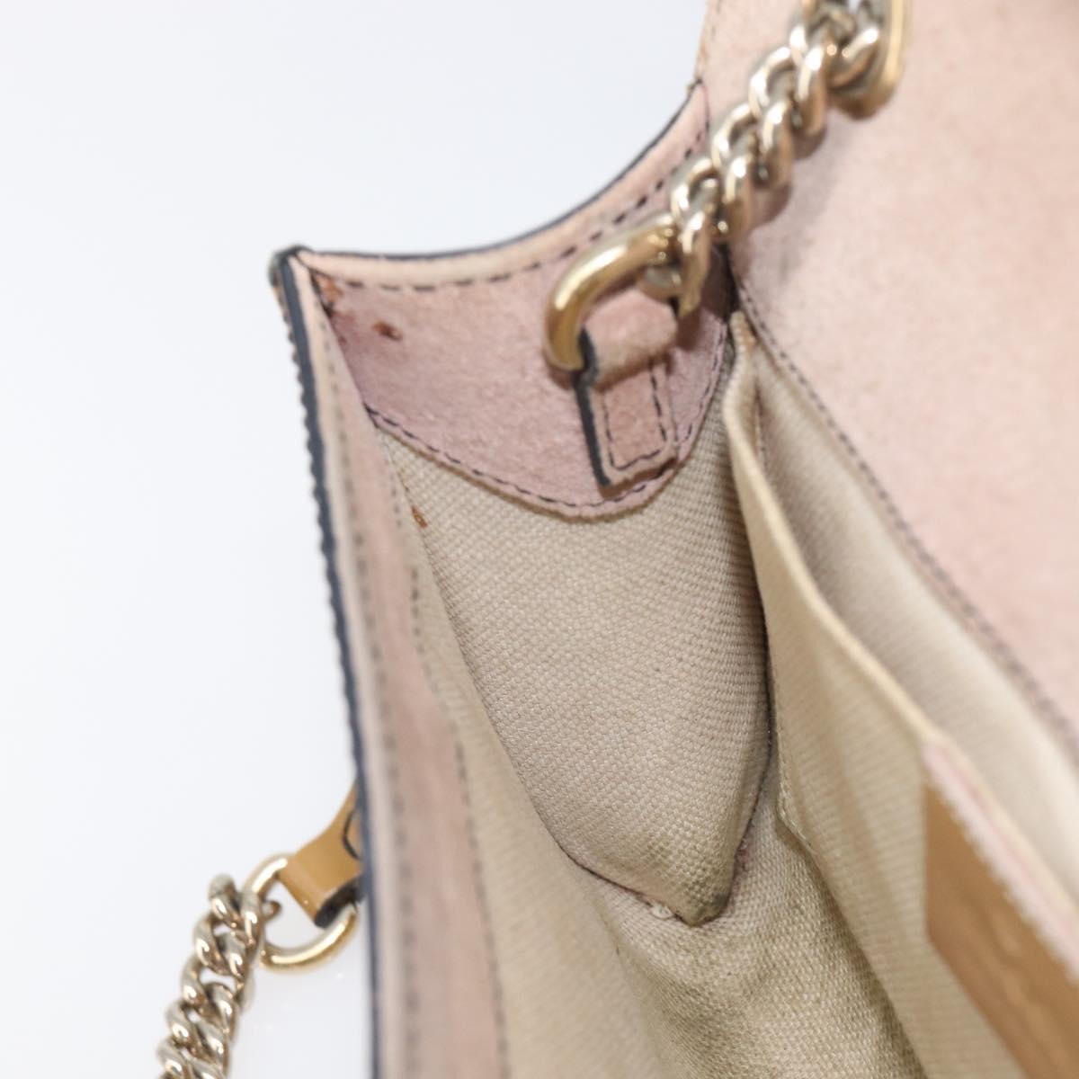 GUCCI Horsebit Chain Emily Shoulder Bag Enamel Beige Gold 283063 Auth 161607