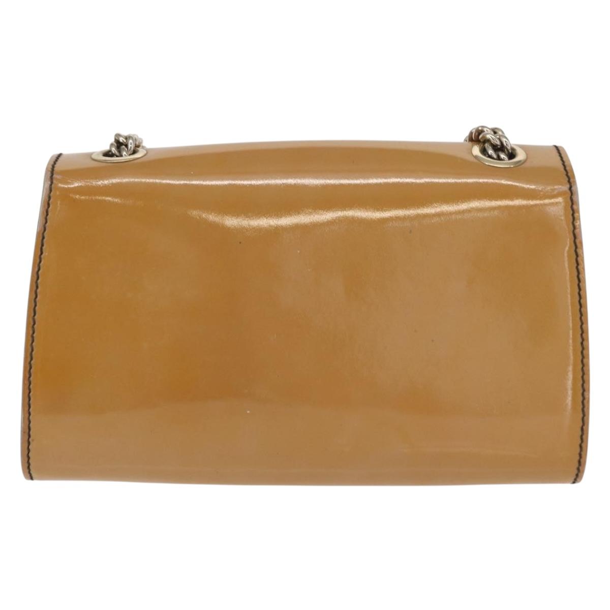 GUCCI Horsebit Chain Emily Shoulder Bag Enamel Beige Gold 283063 Auth 161607