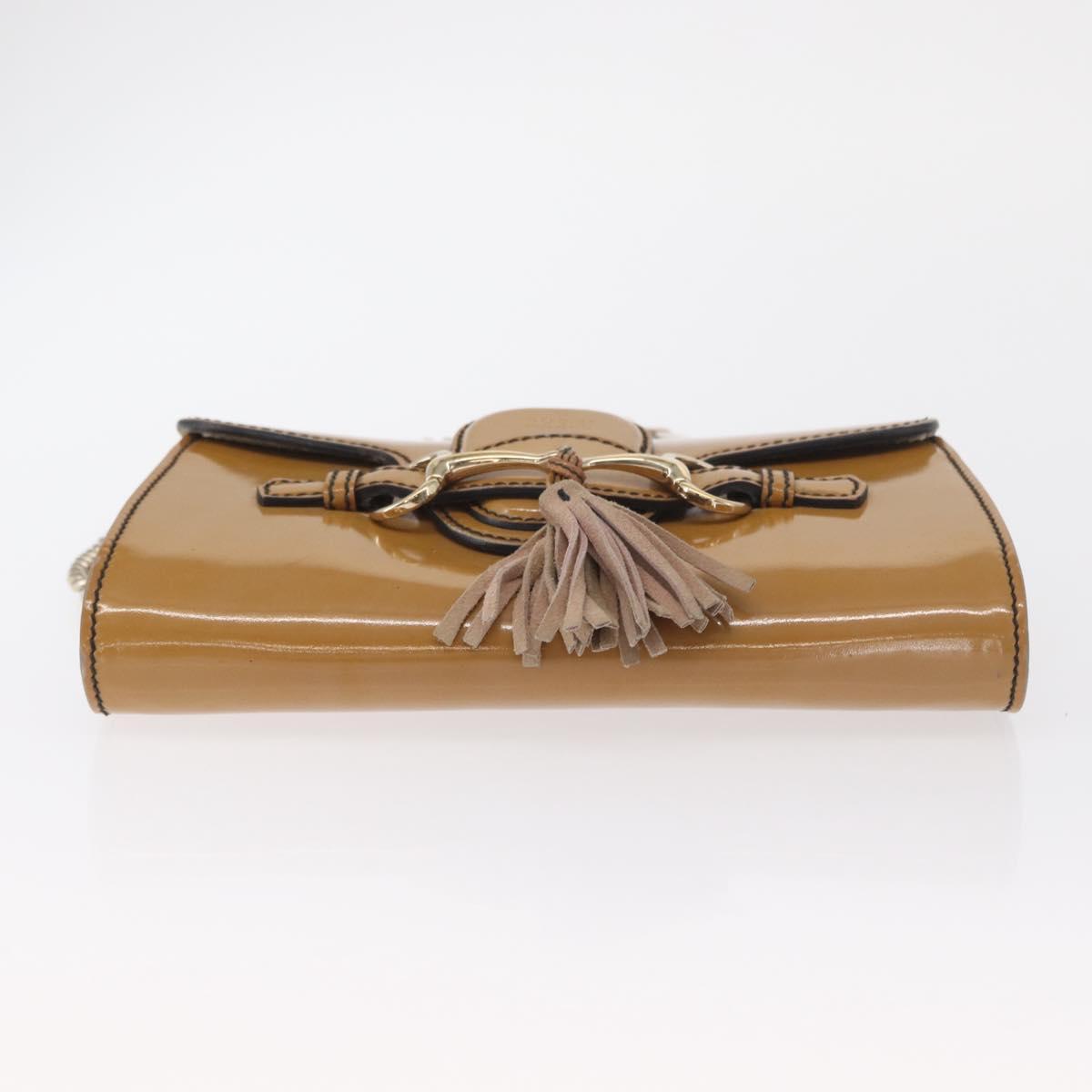 GUCCI Horsebit Chain Emily Shoulder Bag Enamel Beige Gold 283063 Auth 161607