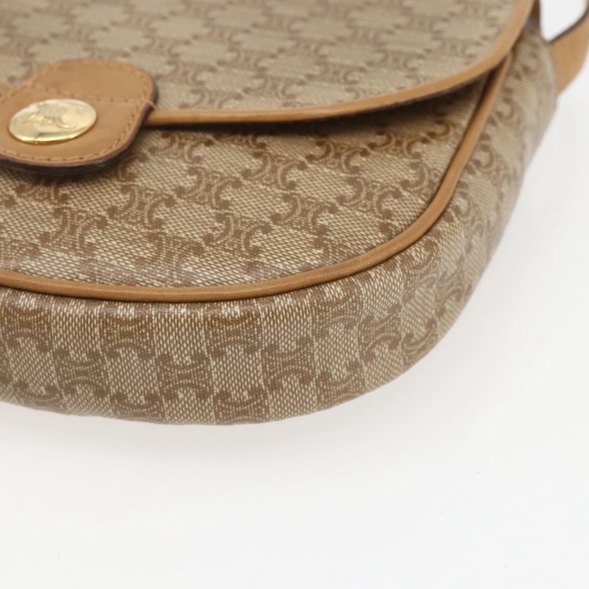 CELINE Macadam Canvas Shoulder Bag PVC Beige Gold Auth 161609