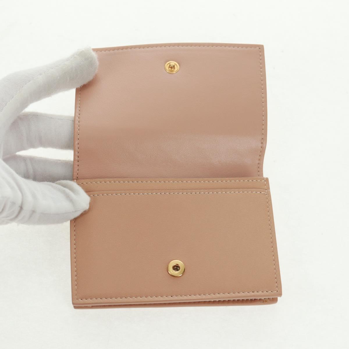 BOTTEGA VENETA INTRECCIATO Card Case Leather Beige Auth 161610V
