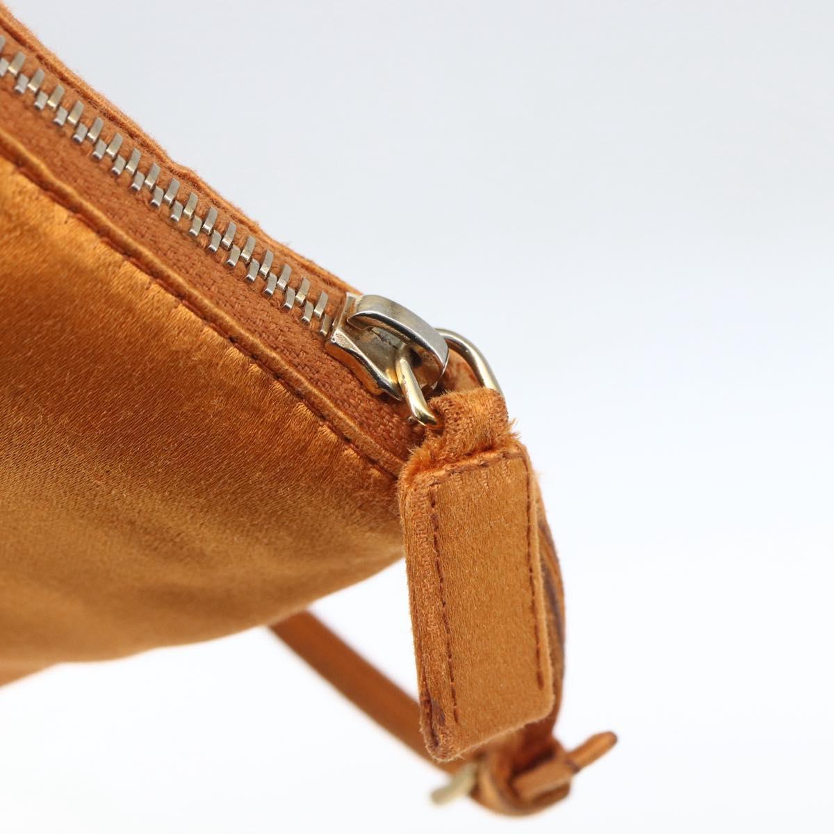 PRADA Accessory Pouch Satin Orange Gold Auth 161612