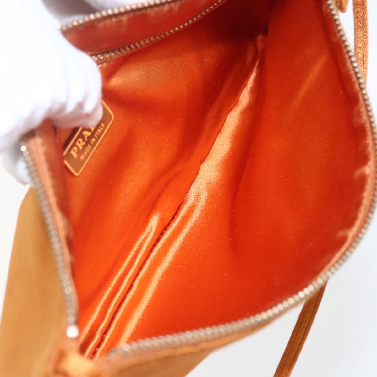 PRADA Accessory Pouch Satin Orange Gold Auth 161612