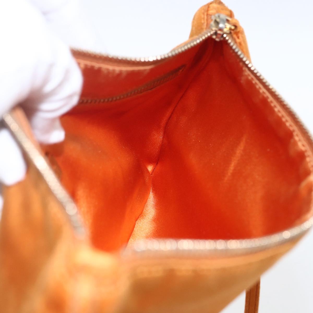 PRADA Accessory Pouch Satin Orange Gold Auth 161612