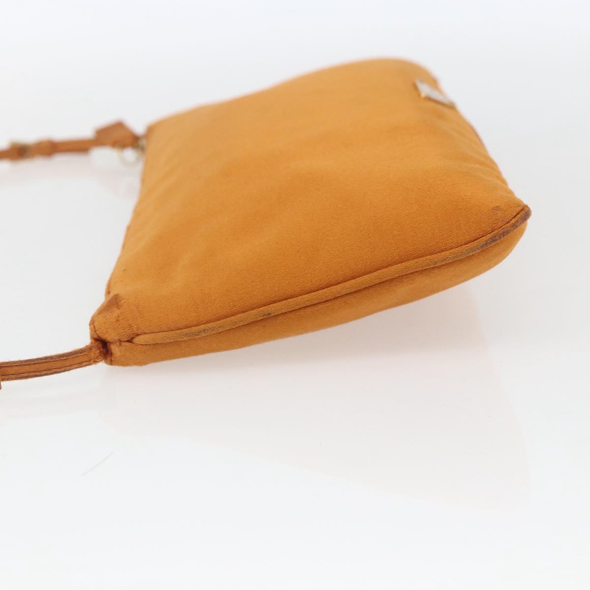 PRADA Accessory Pouch Satin Orange Gold Auth 161612