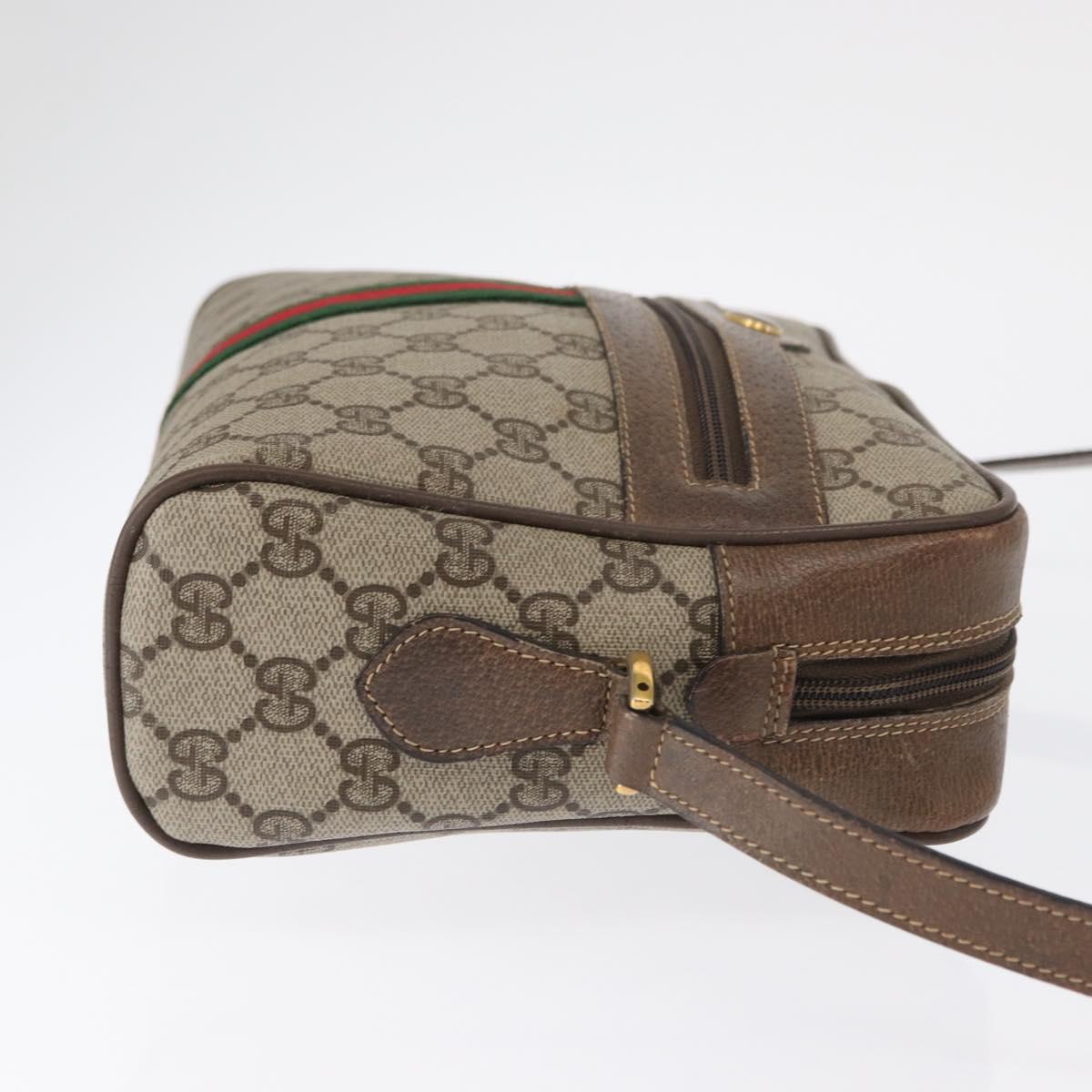 GUCCI GG Supreme Web Sherry Line Bag PVC Beige Gold 24 02 005 Auth 161616