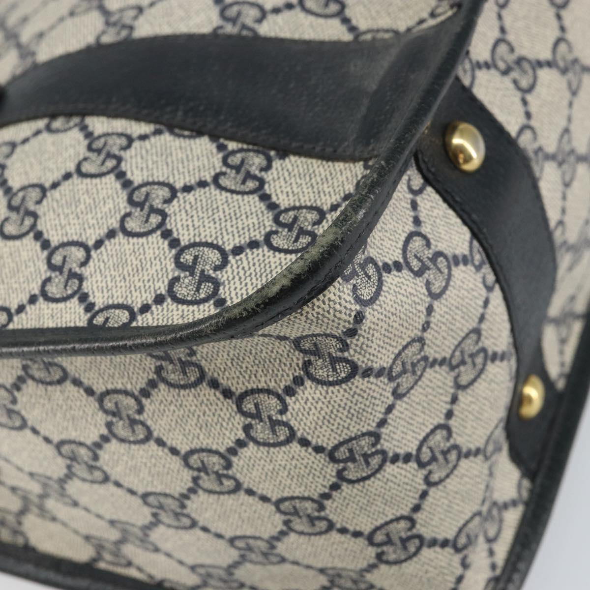 GUCCI GG Supreme Sherry Line Hand Bag PVC Navy Gold Auth 161618