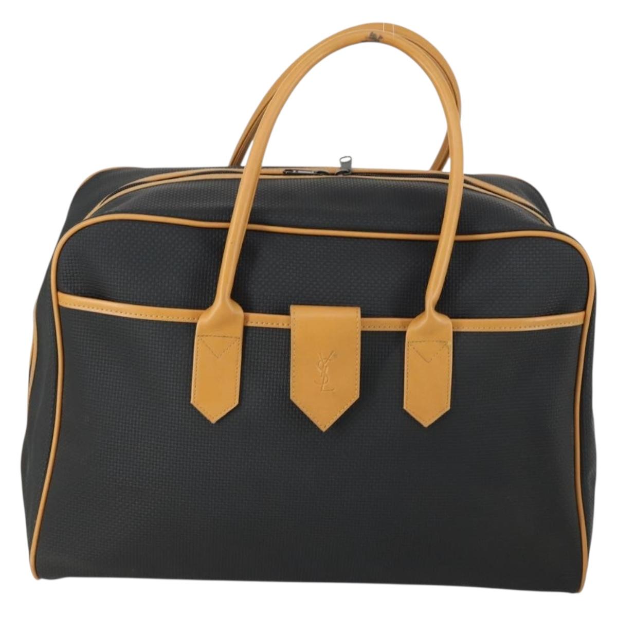 SAINT LAURENT Boston Bag PVC Black Gold Auth 161623