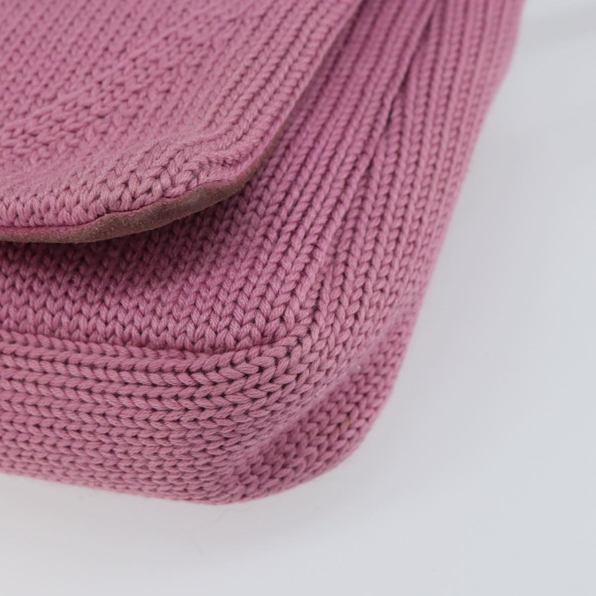 PRADA Shoulder Bag knitted Fabrics Pink Silver Auth 161630