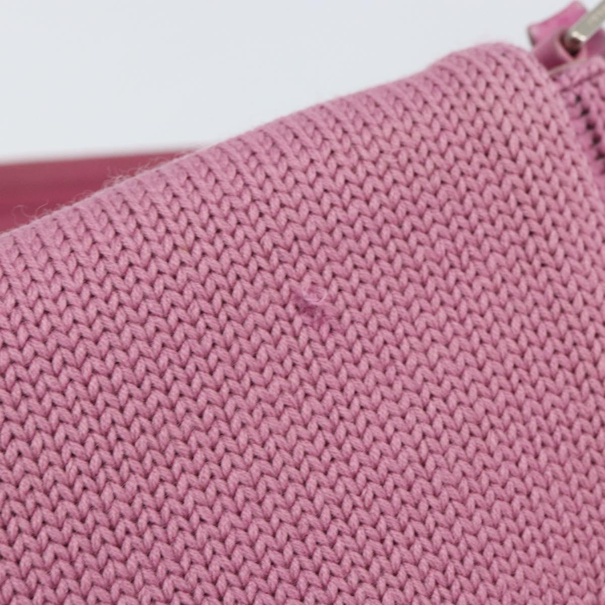 PRADA Shoulder Bag knitted Fabrics Pink Silver Auth 161630