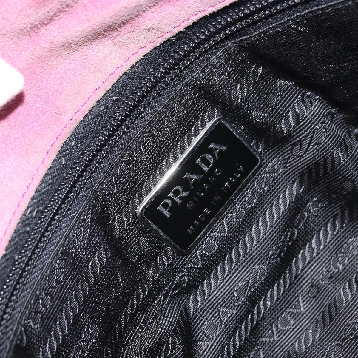 PRADA Shoulder Bag knitted Fabrics Pink Silver Auth 161630