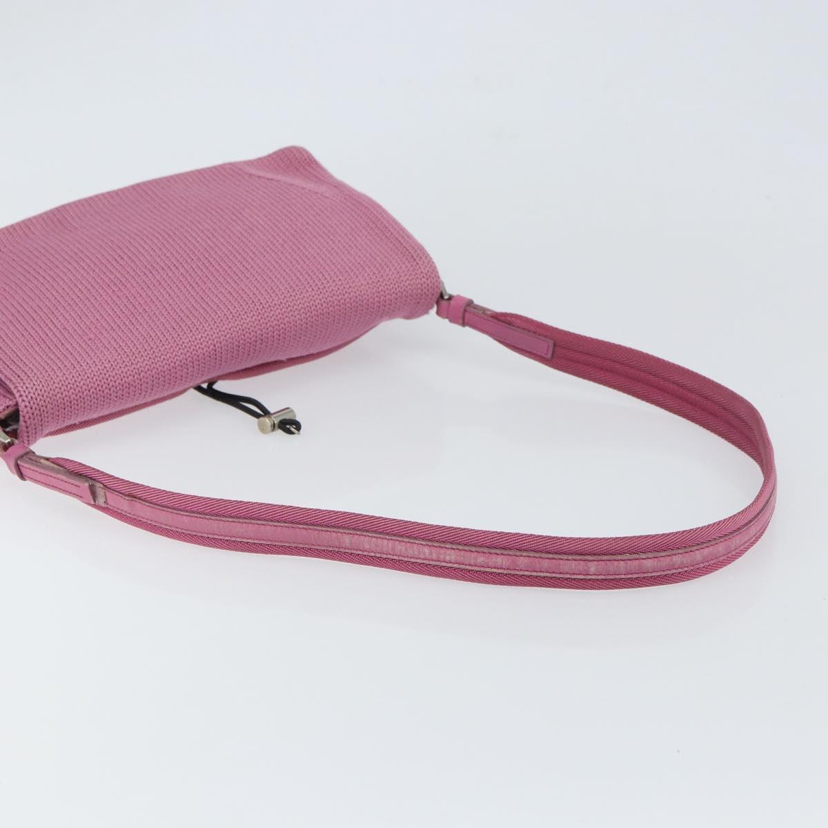 PRADA Shoulder Bag knitted Fabrics Pink Silver Auth 161630