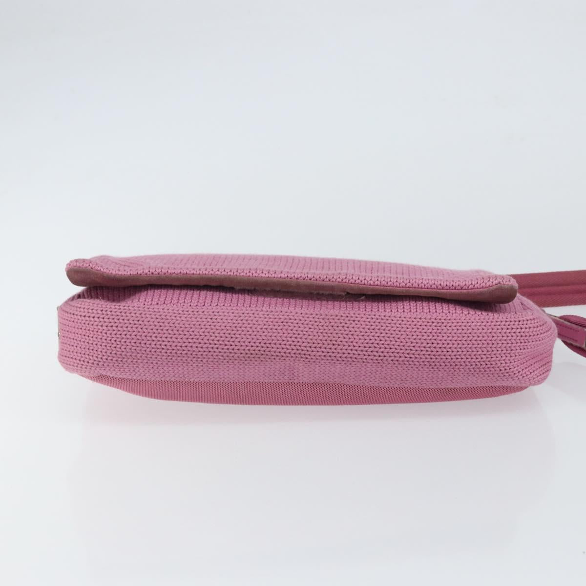PRADA Shoulder Bag knitted Fabrics Pink Silver Auth 161630