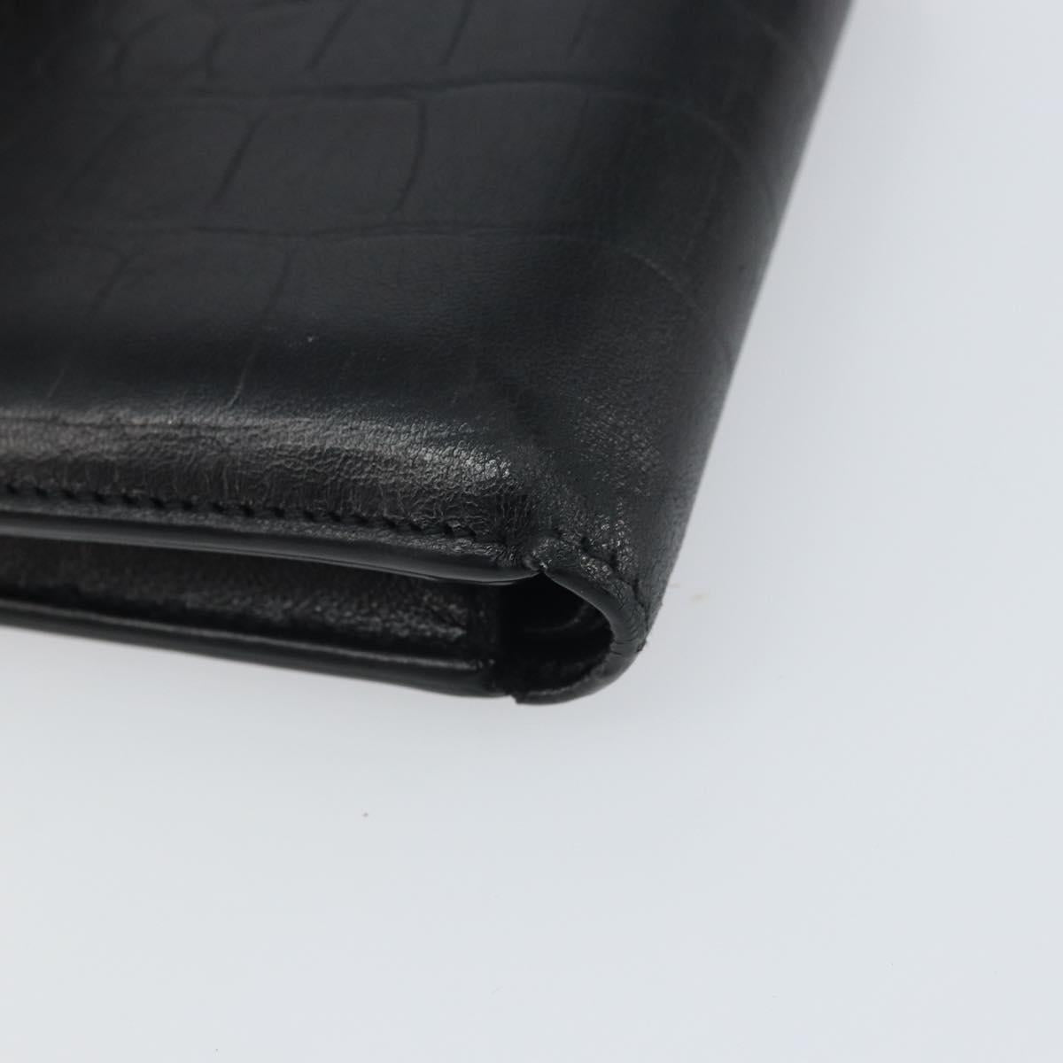 BALENCIAGA Compact Wallet Leather Black Auth 161631