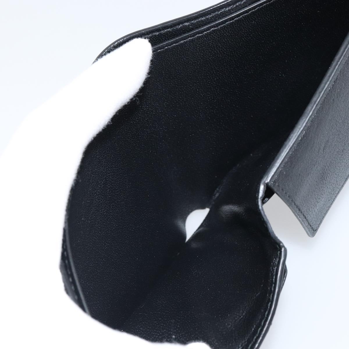 BALENCIAGA Compact Wallet Leather Black Auth 161631