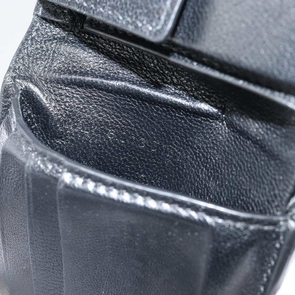 BALENCIAGA Compact Wallet Leather Black Auth 161631