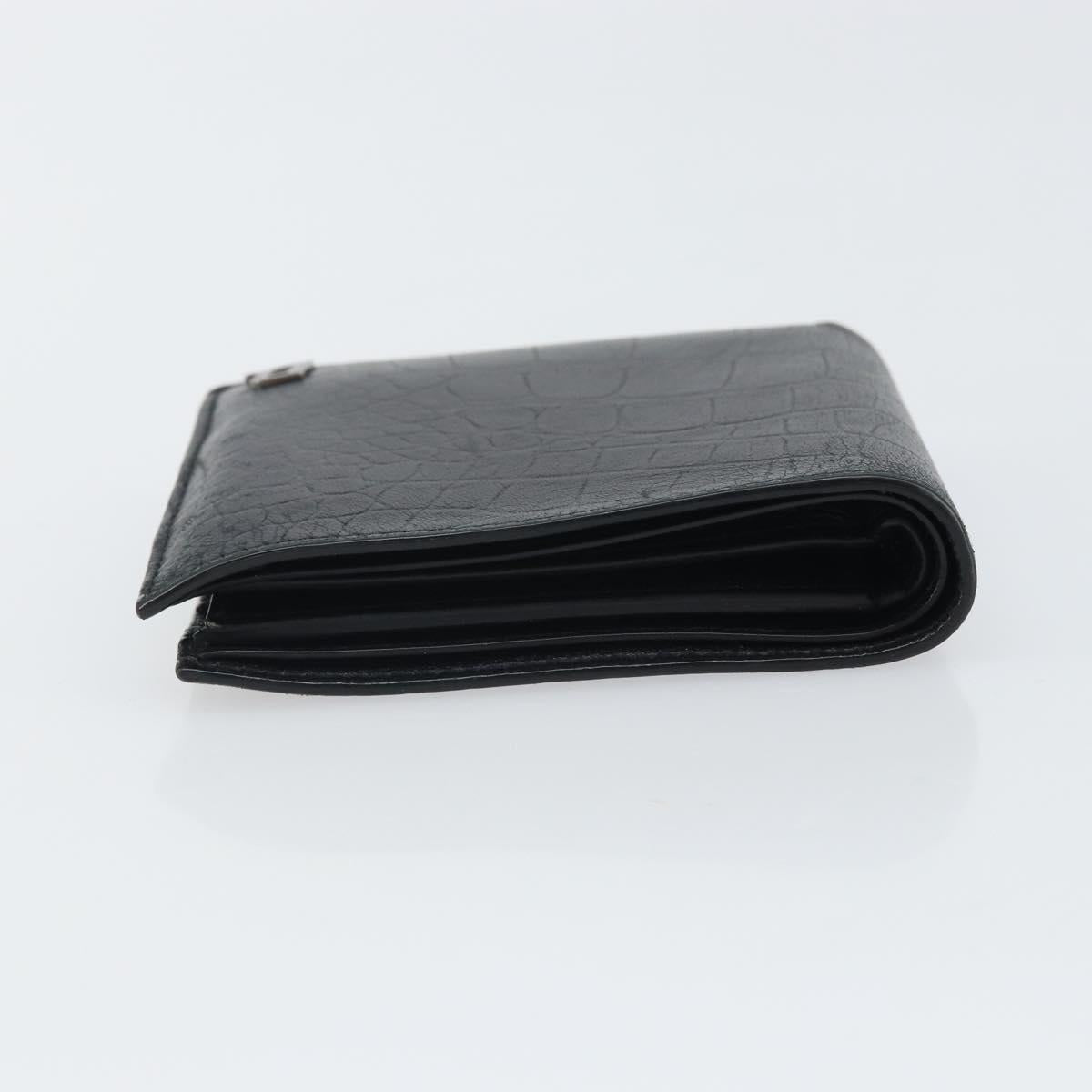 BALENCIAGA Compact Wallet Leather Black Auth 161631