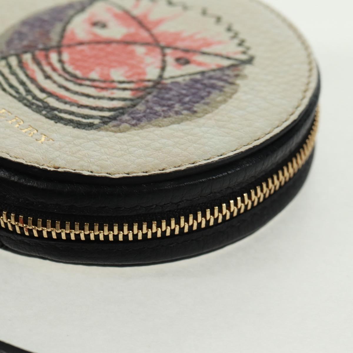 BURBERRY Coin Purse Leather White Gold Auth 161634V