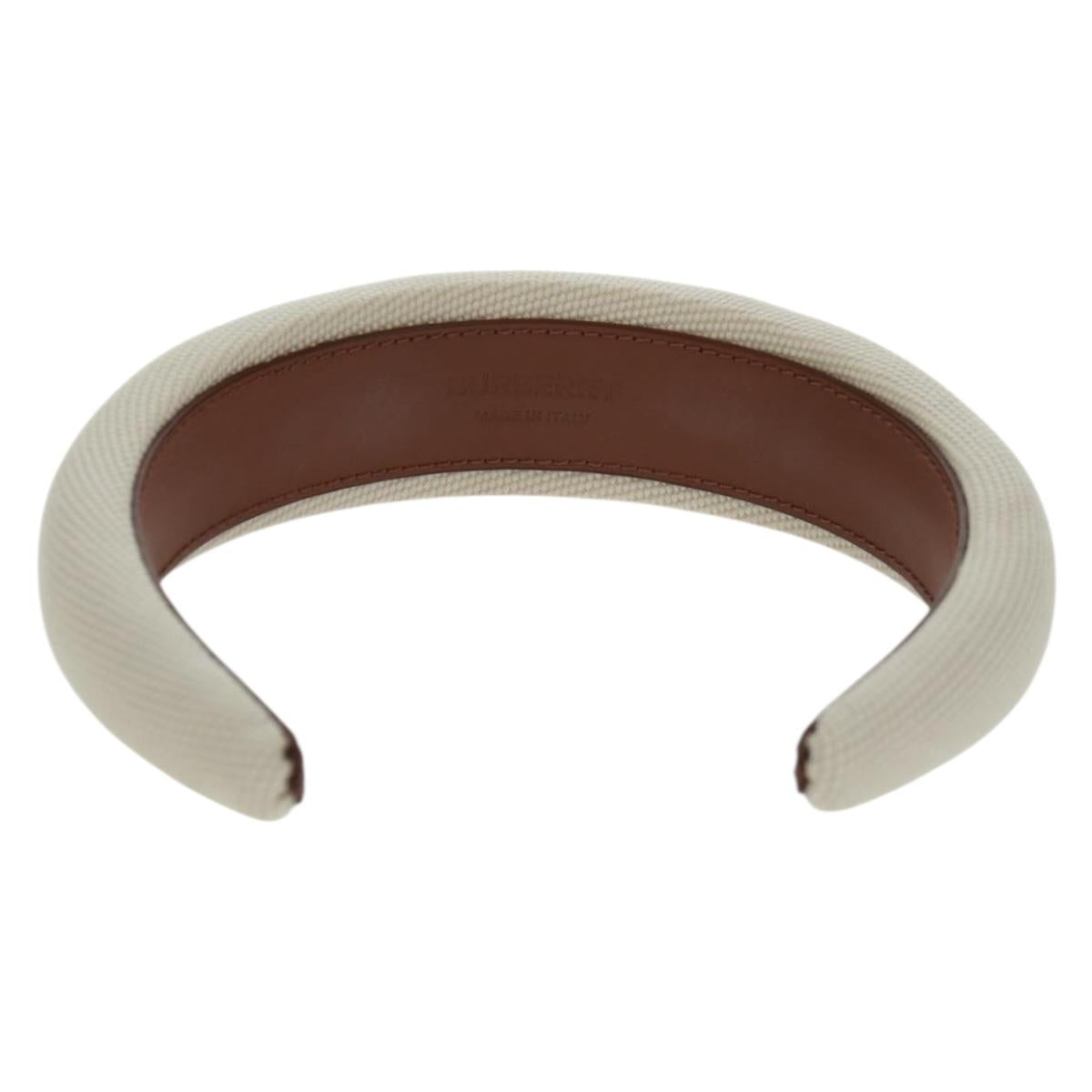 BURBERRY Hair Band Canvas White Auth 161636V