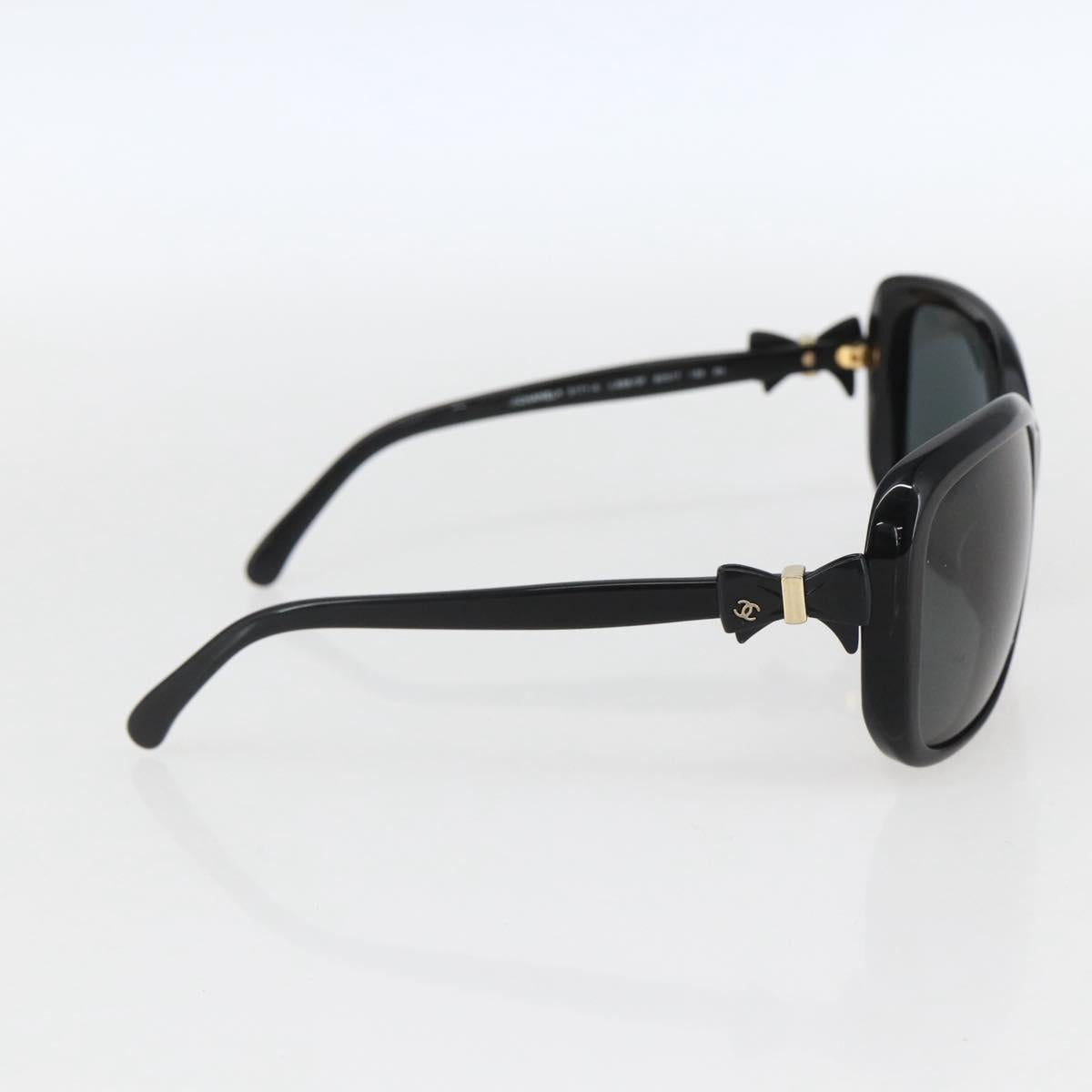 CHANEL Ribbon COCO Mark Sunglasses plastic Black 5171-A CC Auth 161639
