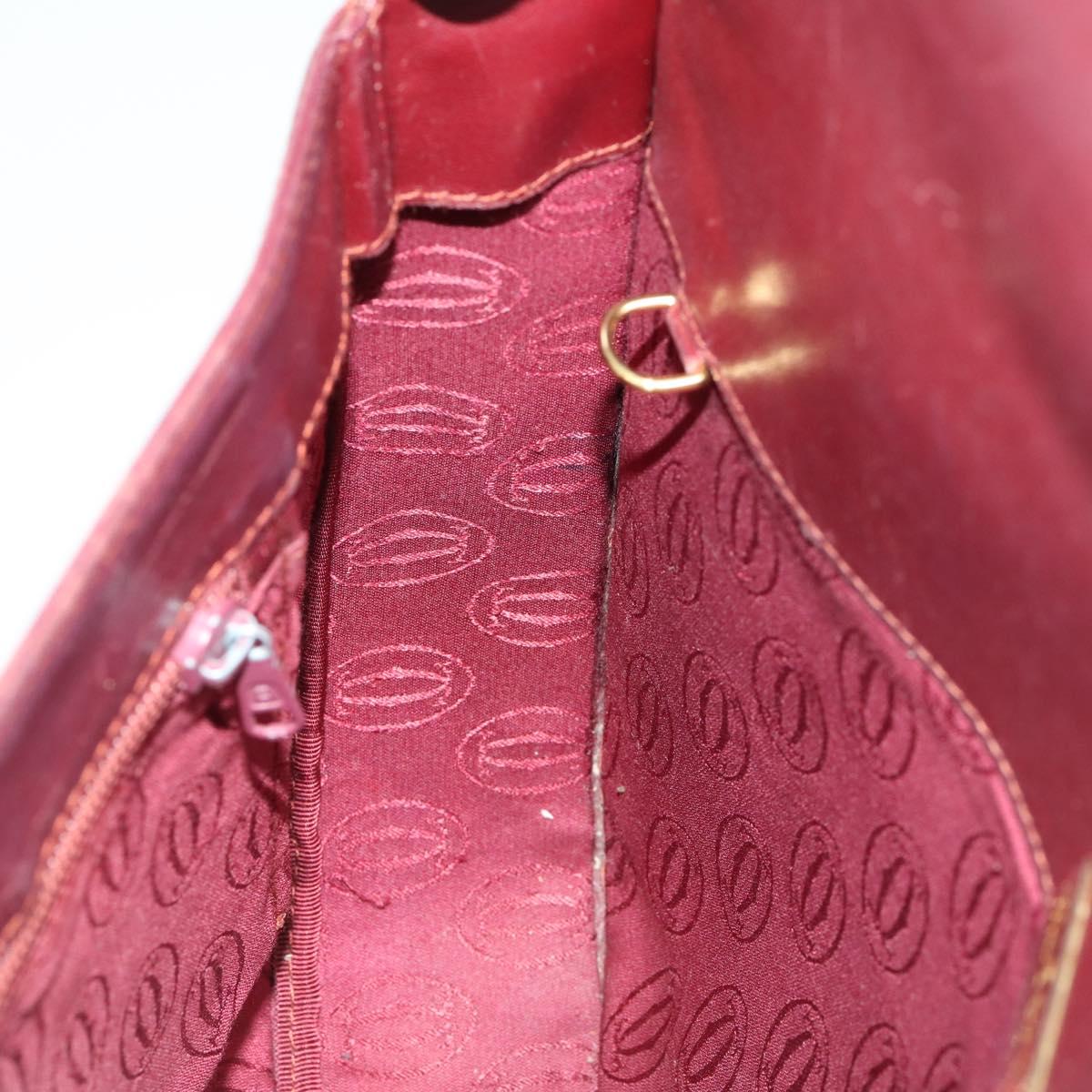 CARTIER Must Line Shoulder Bag Leather Bordeaux Gold Auth 161646