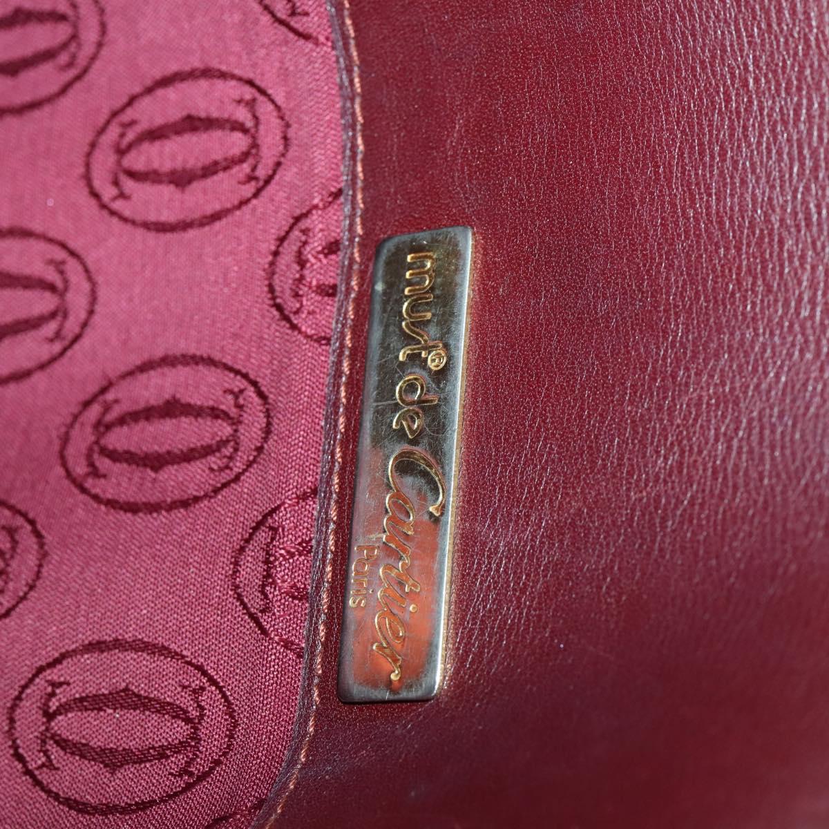 CARTIER Must Line Shoulder Bag Leather Bordeaux Gold Auth 161646