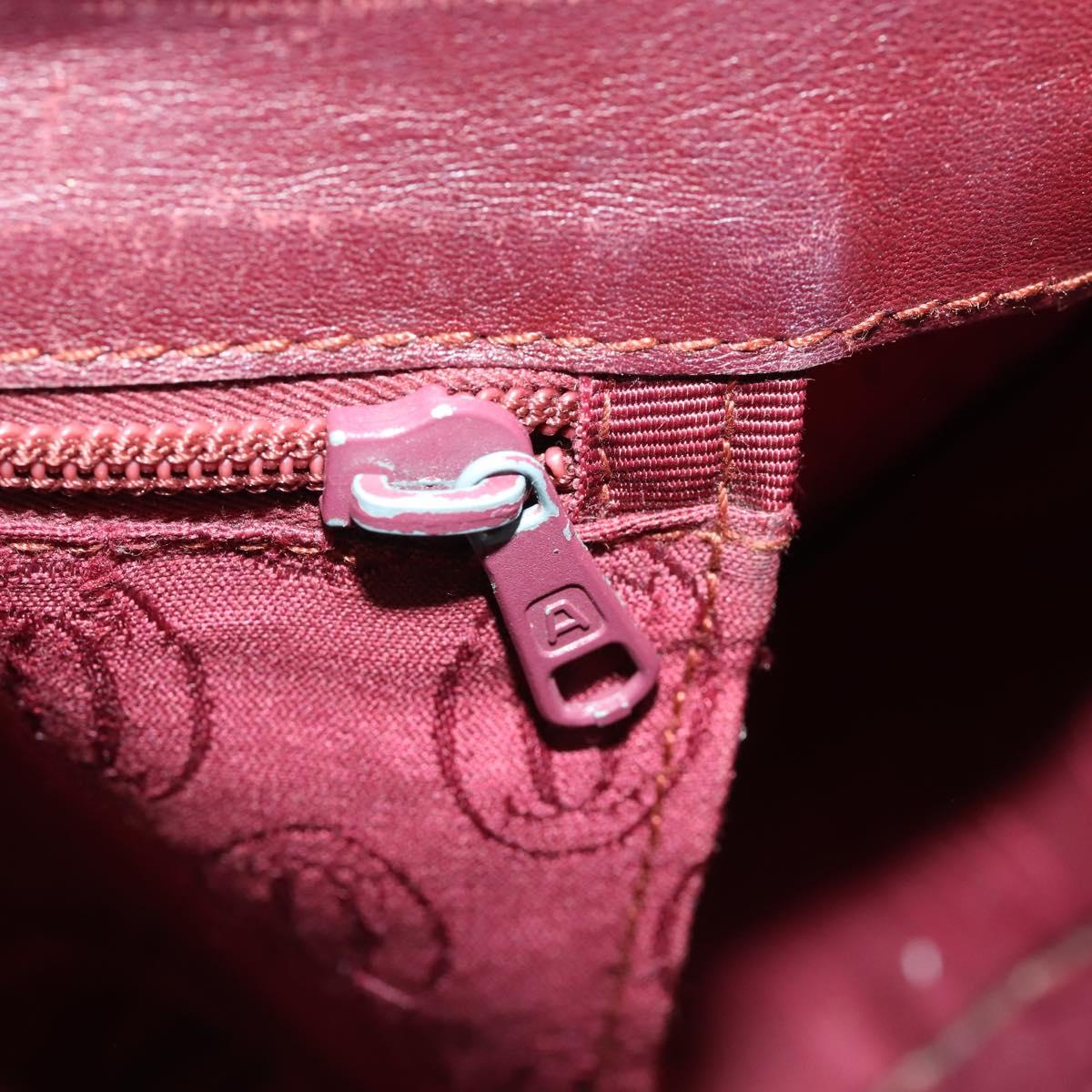 CARTIER Must Line Shoulder Bag Leather Bordeaux Gold Auth 161646