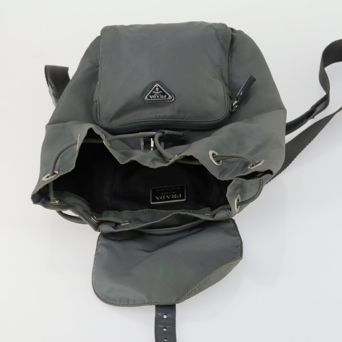 PRADA Backpack Nylon Gray Silver Auth 161647