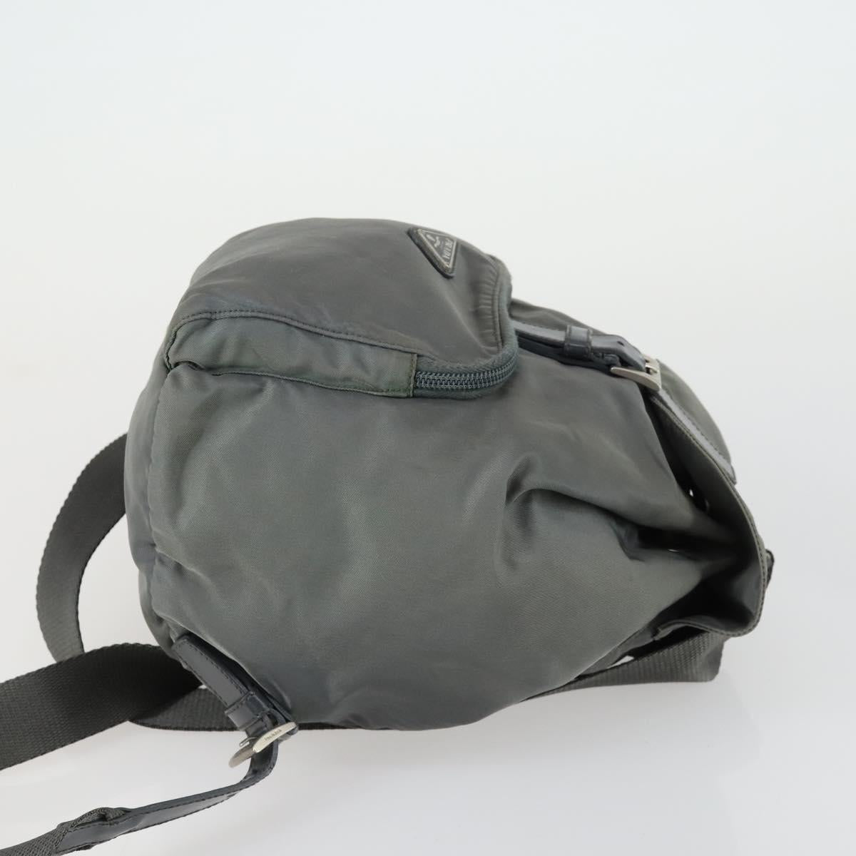PRADA Backpack Nylon Gray Silver Auth 161647