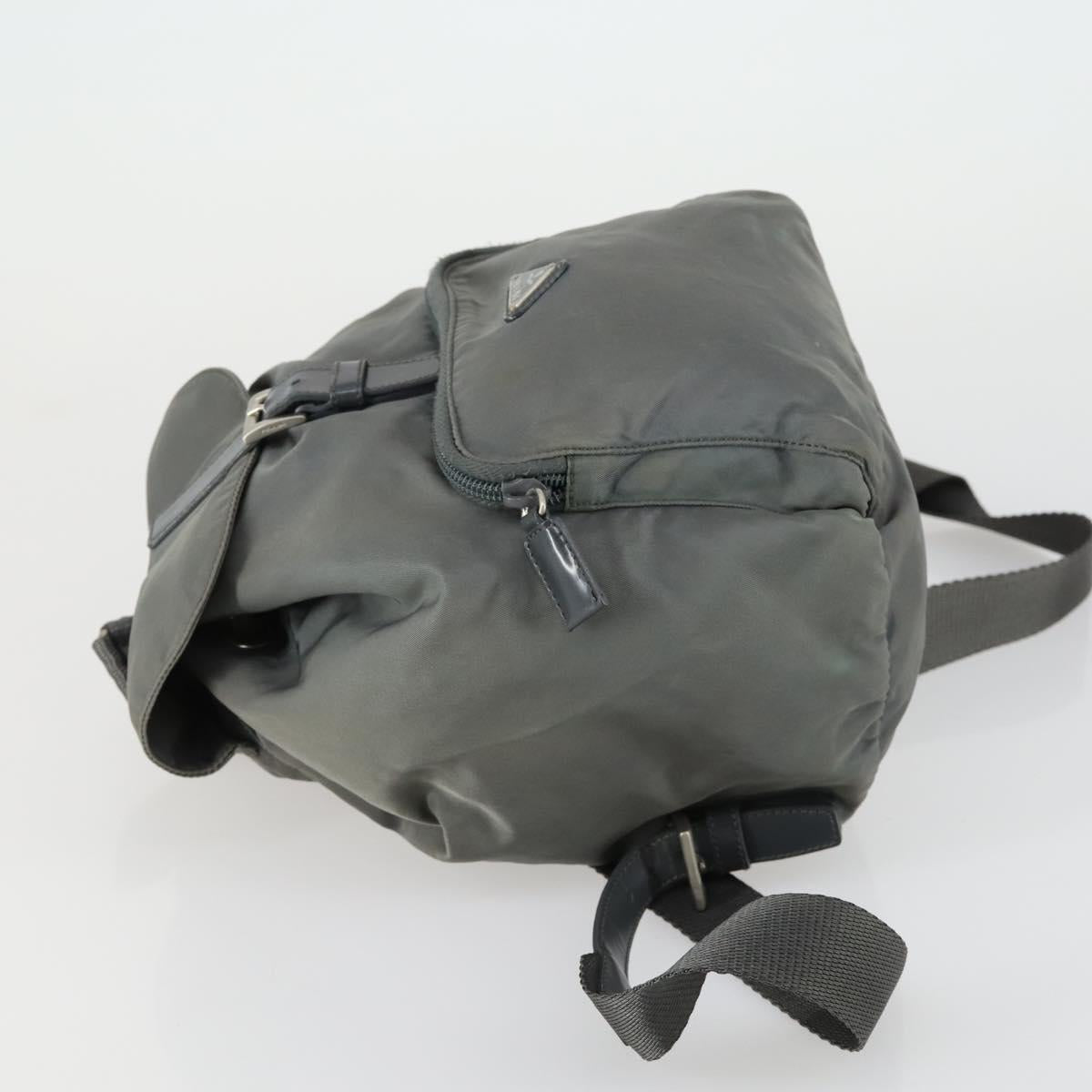 PRADA Backpack Nylon Gray Silver Auth 161647