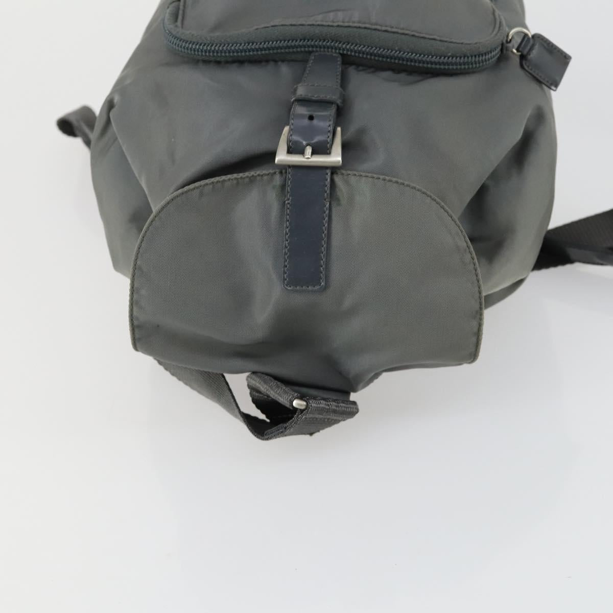 PRADA Backpack Nylon Gray Silver Auth 161647