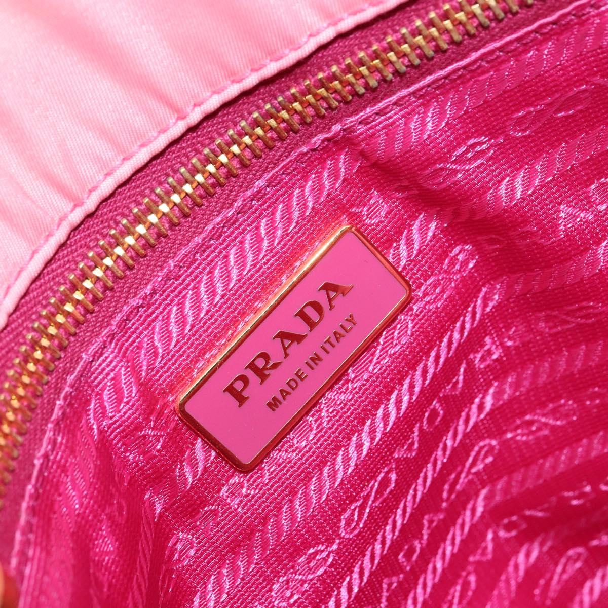PRADA Tote Bag Nylon Pink Gold Auth 161648