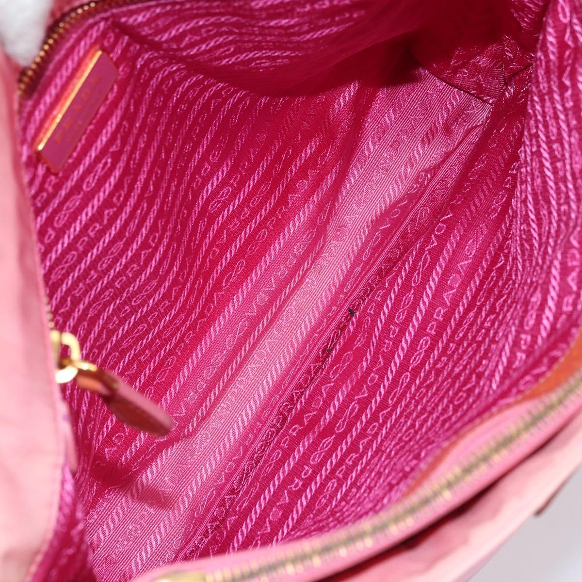 PRADA Tote Bag Nylon Pink Gold Auth 161648