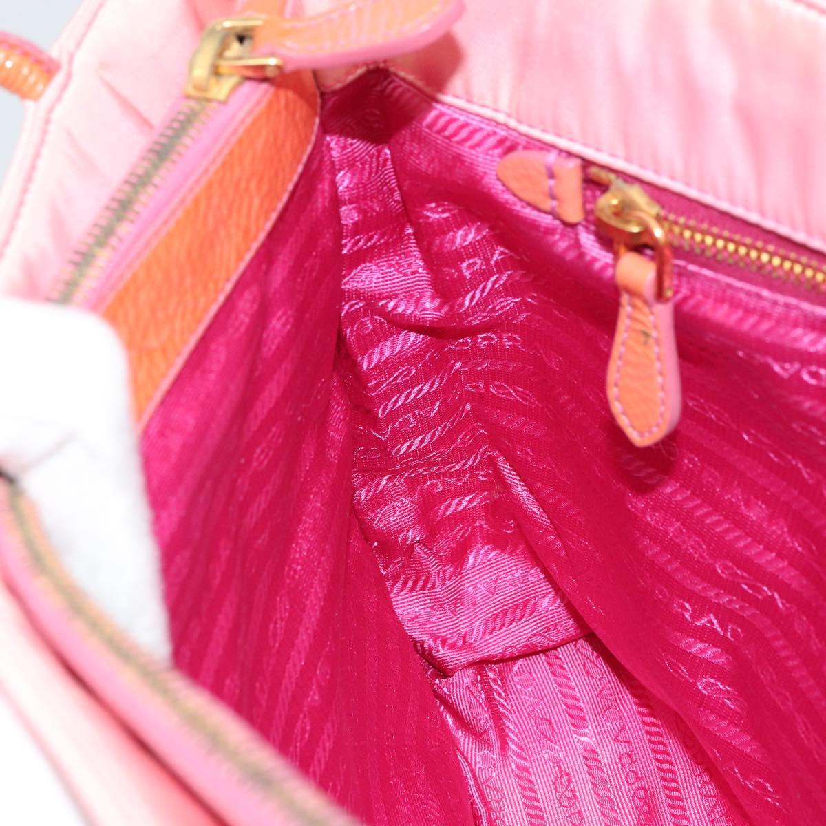PRADA Tote Bag Nylon Pink Gold Auth 161648