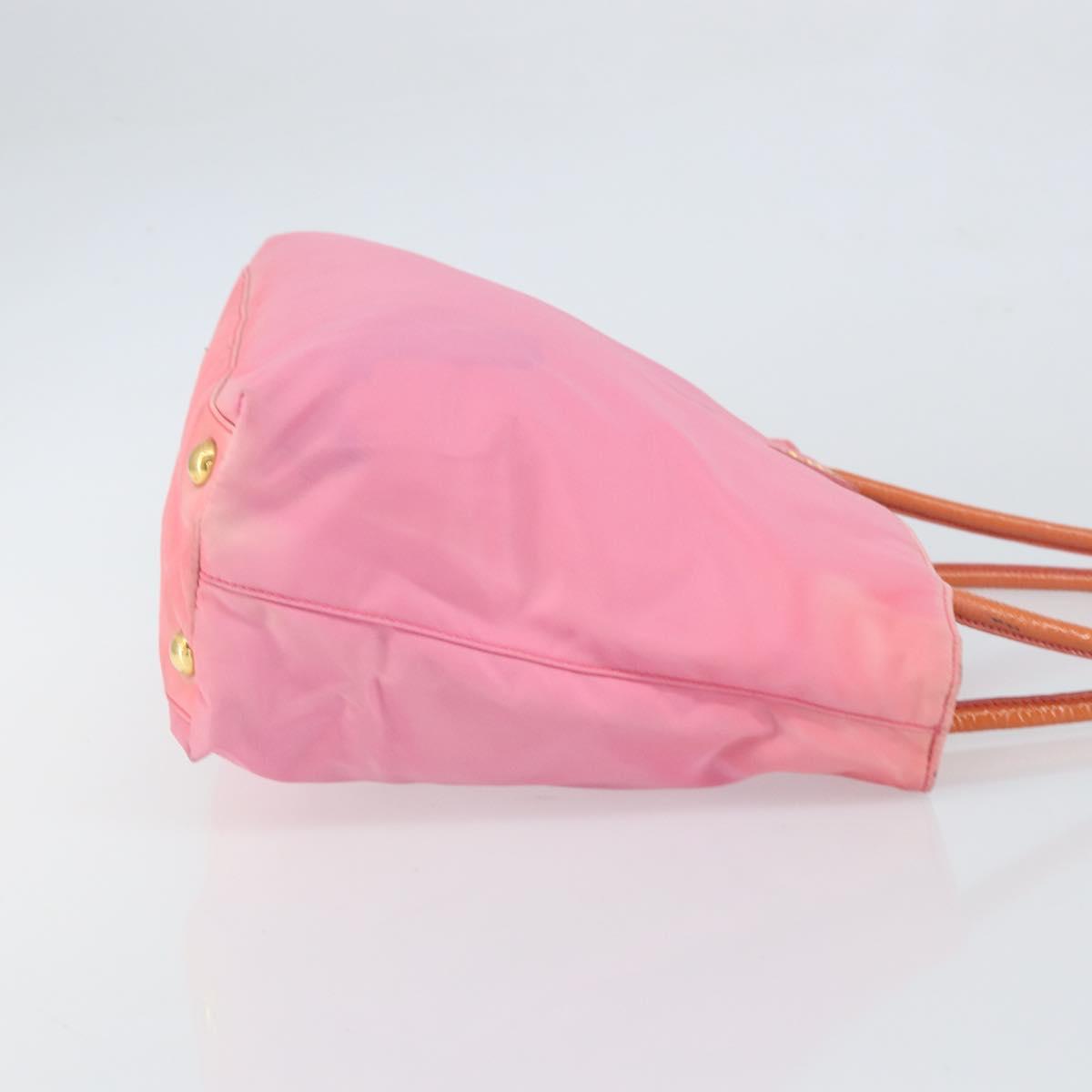 PRADA Tote Bag Nylon Pink Gold Auth 161648