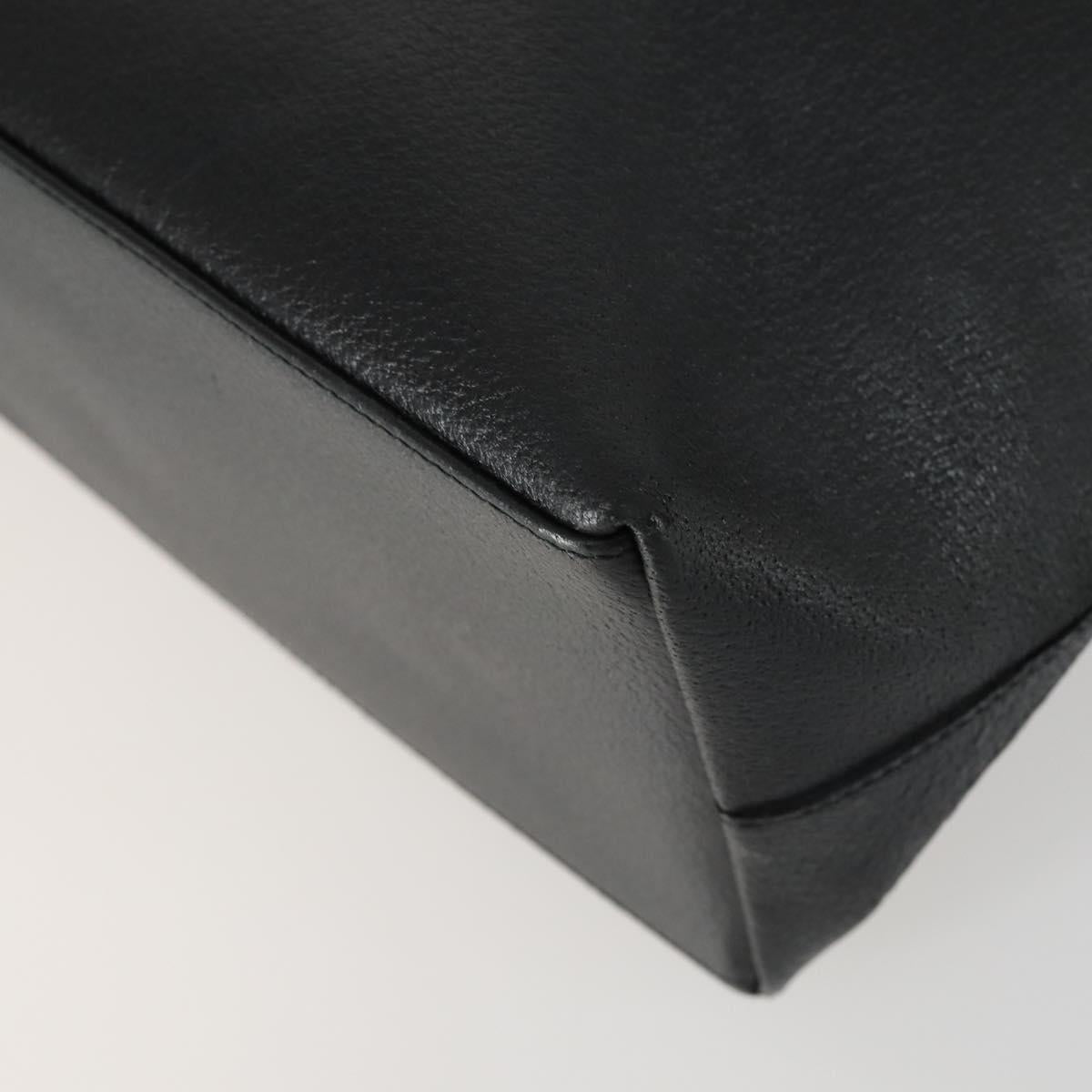 GUCCI Bamboo Shoulder Bag Leather Black Gold Auth 161651