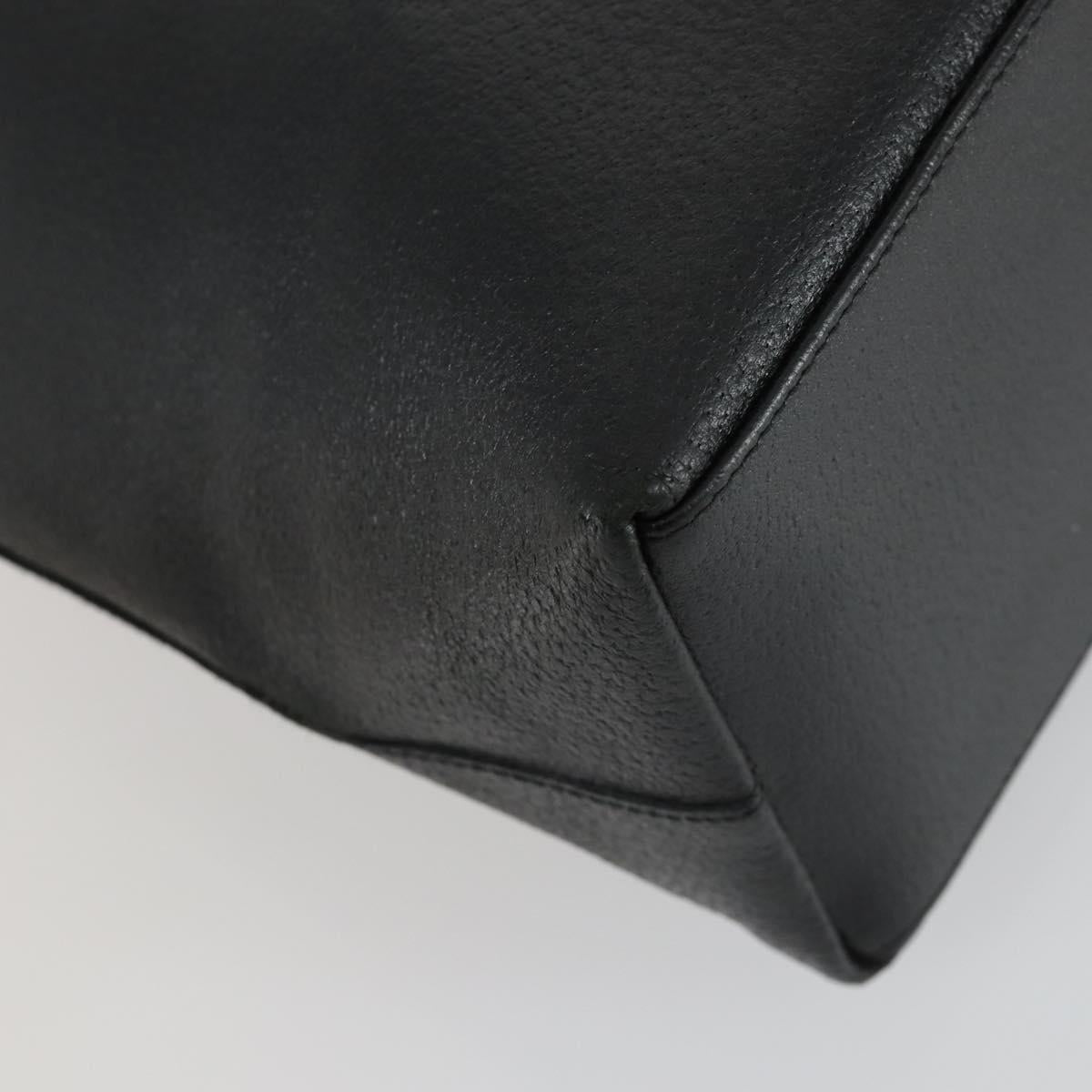 GUCCI Bamboo Shoulder Bag Leather Black Gold Auth 161651