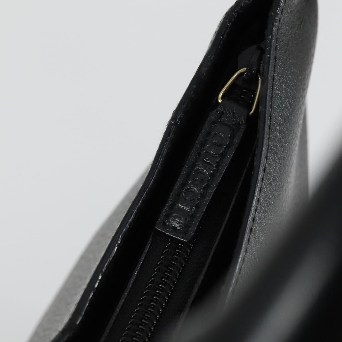 GUCCI Bamboo Shoulder Bag Leather Black Gold Auth 161651
