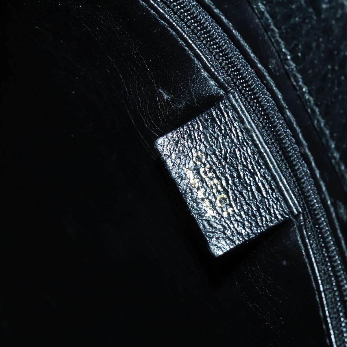GUCCI Bamboo Shoulder Bag Leather Black Gold Auth 161651