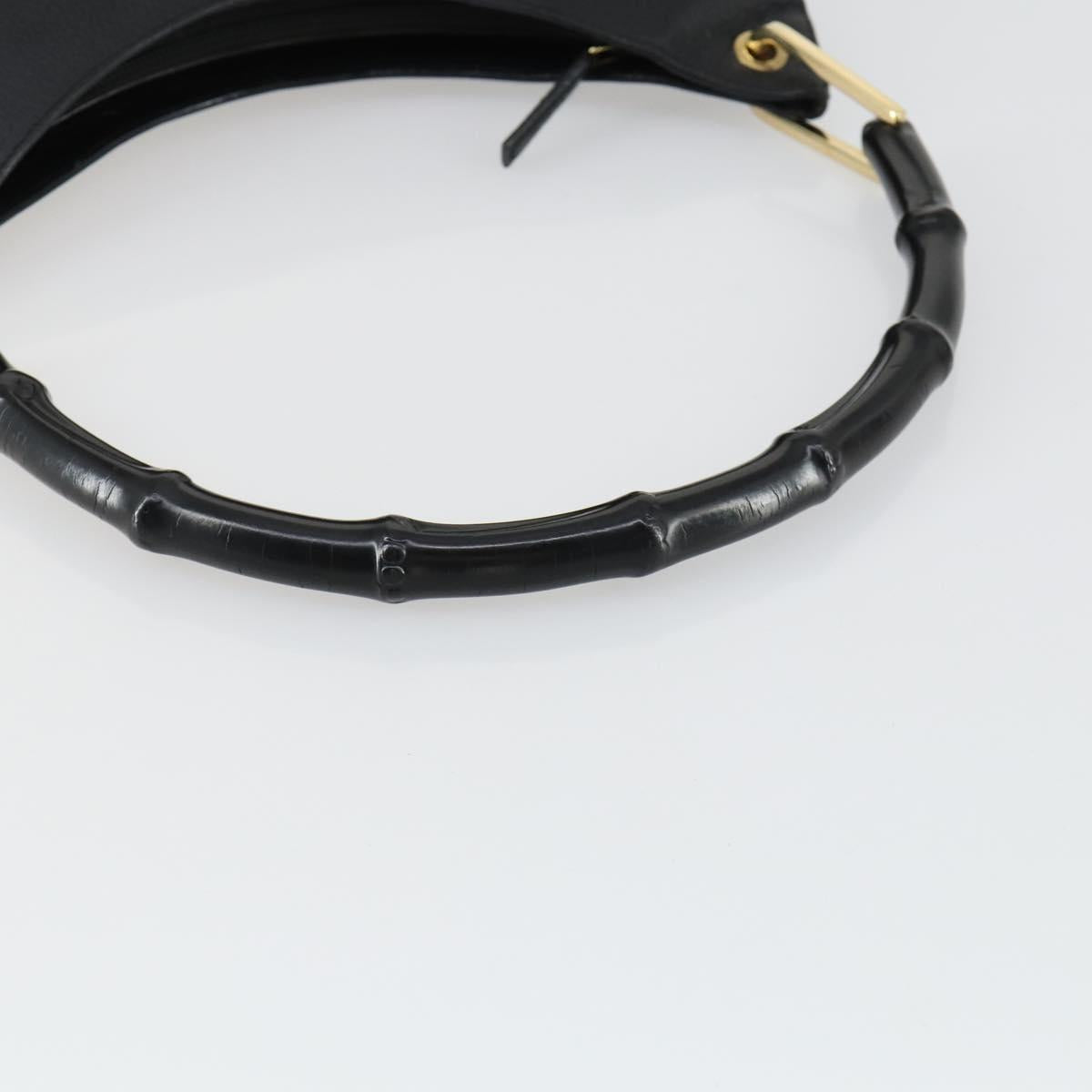 GUCCI Bamboo Shoulder Bag Leather Black Gold Auth 161651