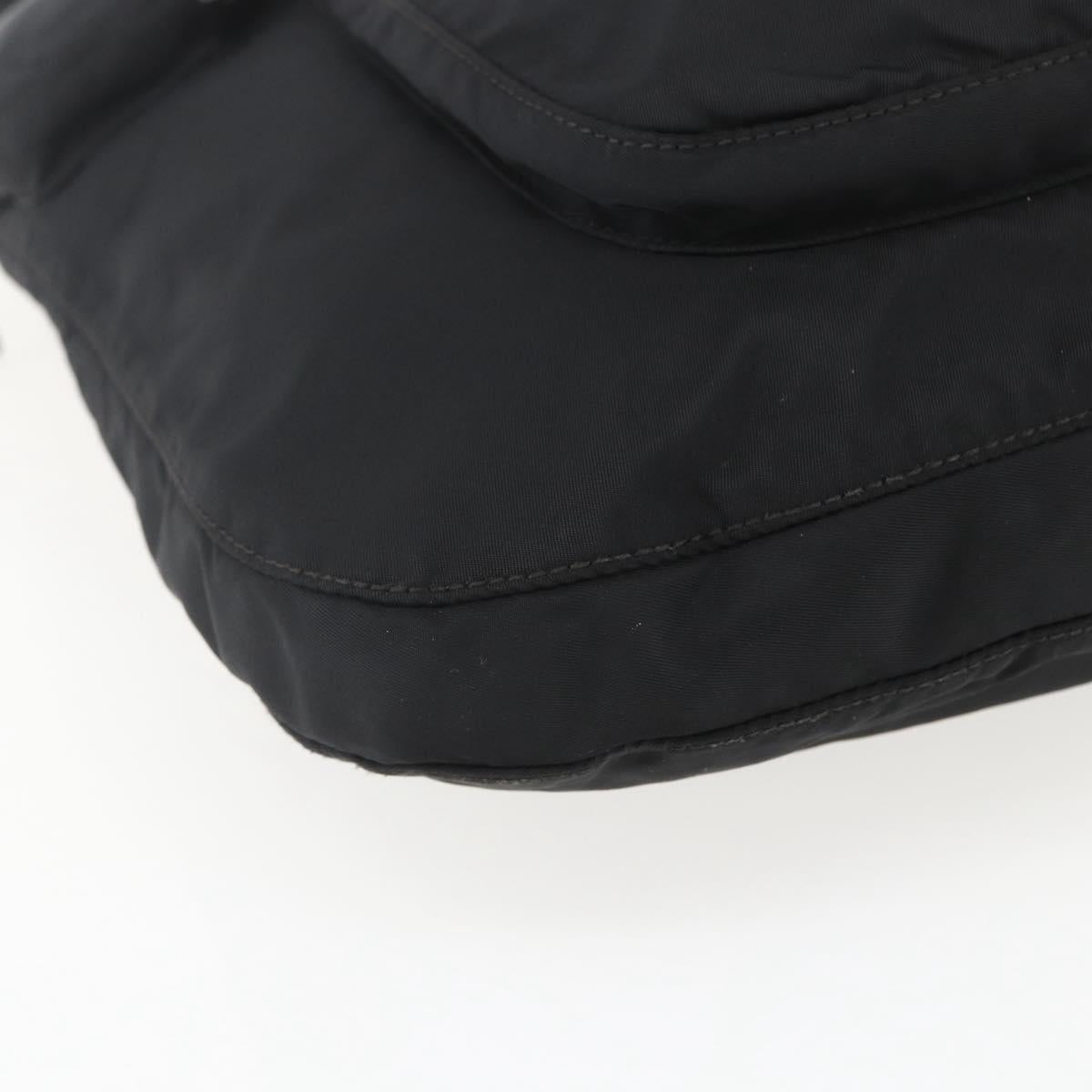 PRADA Shoulder Bag Nylon Black Silver Auth 161658
