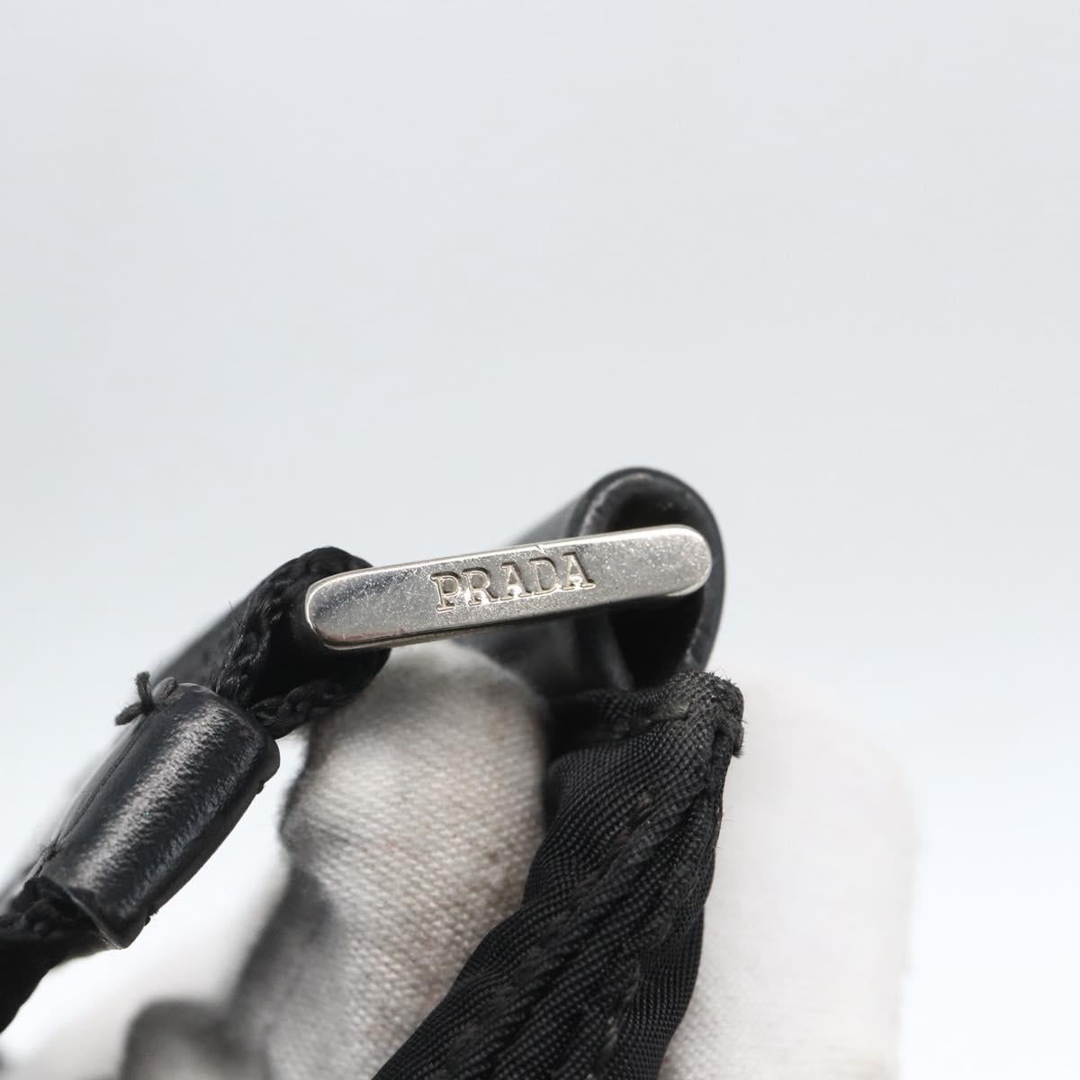 PRADA Shoulder Bag Nylon Black Silver Auth 161658